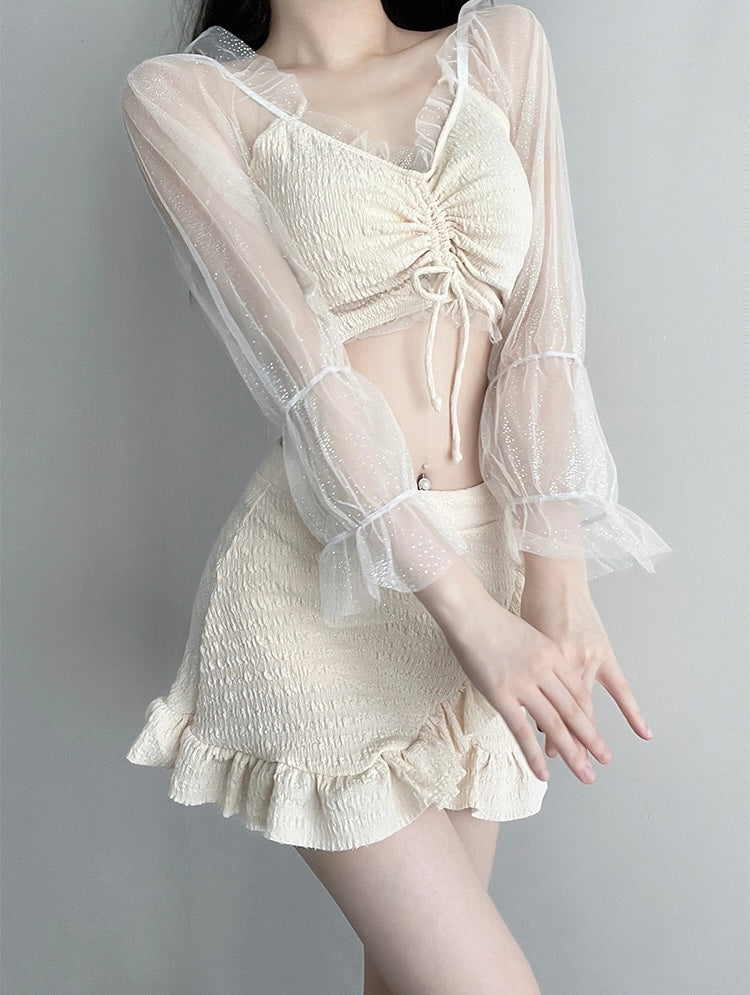 Shirred Ruffle High-Waist Set mry001778