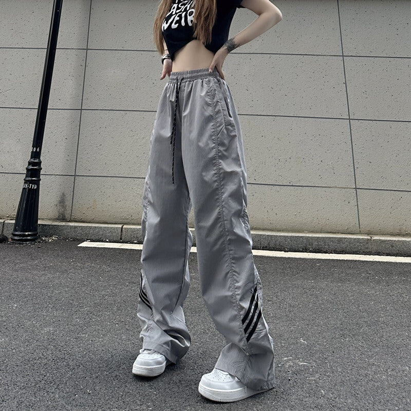 2カラー展開 2023SS ハイストリート スプライシング ルーズ ストレート パンツ ユニセックス 韓国ストリート 韓国カジュアル mry000912