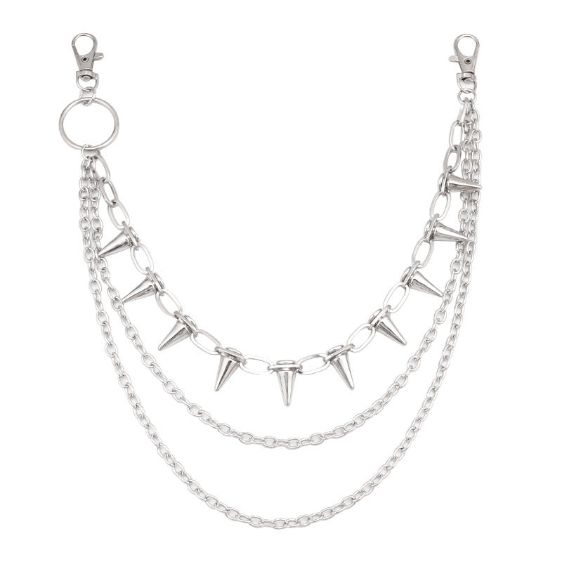 Spike Triple Layer Silver Wallet Chain mry001929