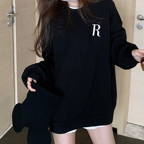 AW ルーズ Rプリント ラウンドネック スウェット mry000038