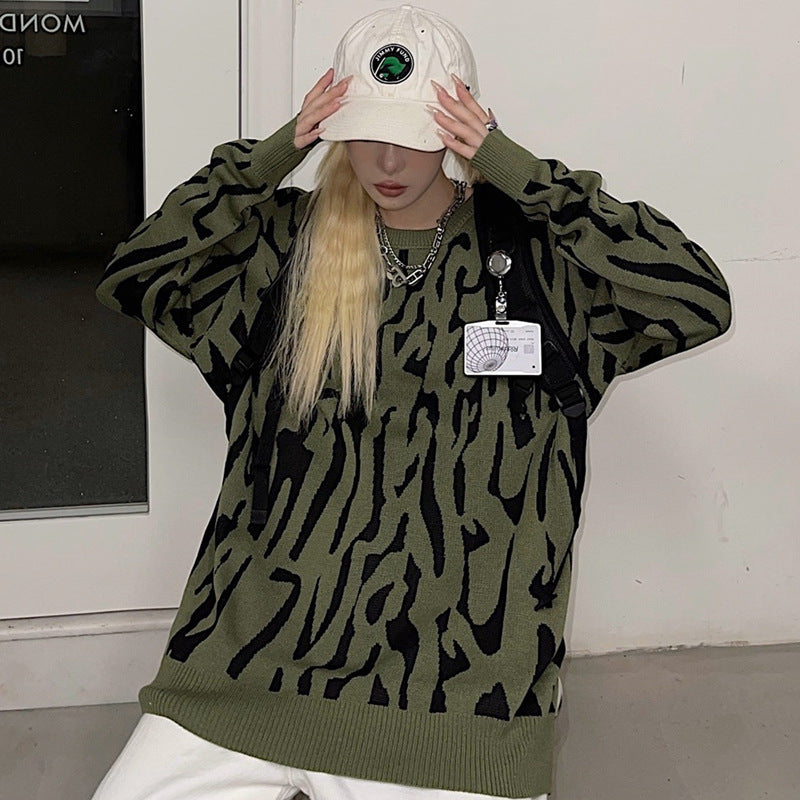 ゼブラ柄 ルーズニット mry000347