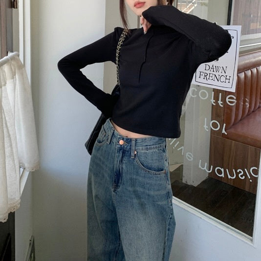 ハイネック ショート丈Tシャツ mry000478