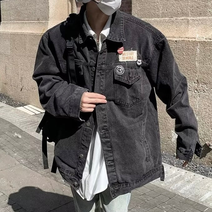 2カラー展開 アメリカン 韓国ストリート 韓国カジュアル レトロ デニム生地 デザインジャケット mry001266