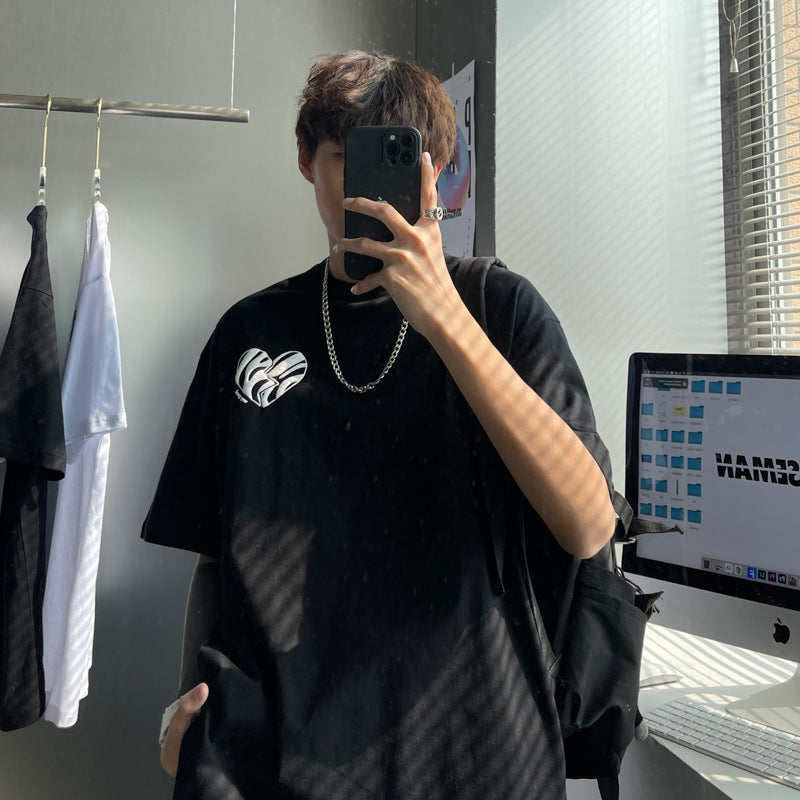 【送料無料】ハートロゴ 2カラー Tシャツ 韓国ストリート 韓国カジュアル ユニセックス シンプルコーデ mry000553