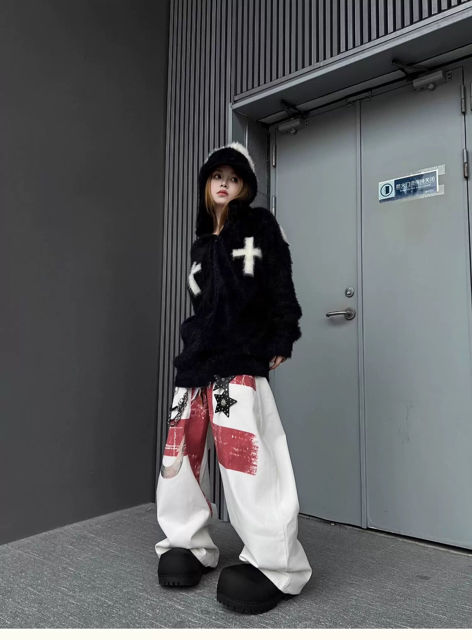 Unisex Fur Cross Zip Jacket mry002025