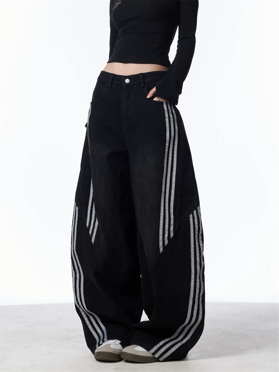 『※数量限定/残りわずか⚠️』【COVER:FIT】2color Wave Line Panel Wide Denim Pants mry001709