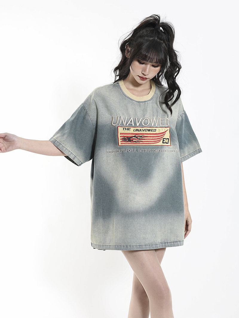 Denim Smoke Effect T-shirt mry001657