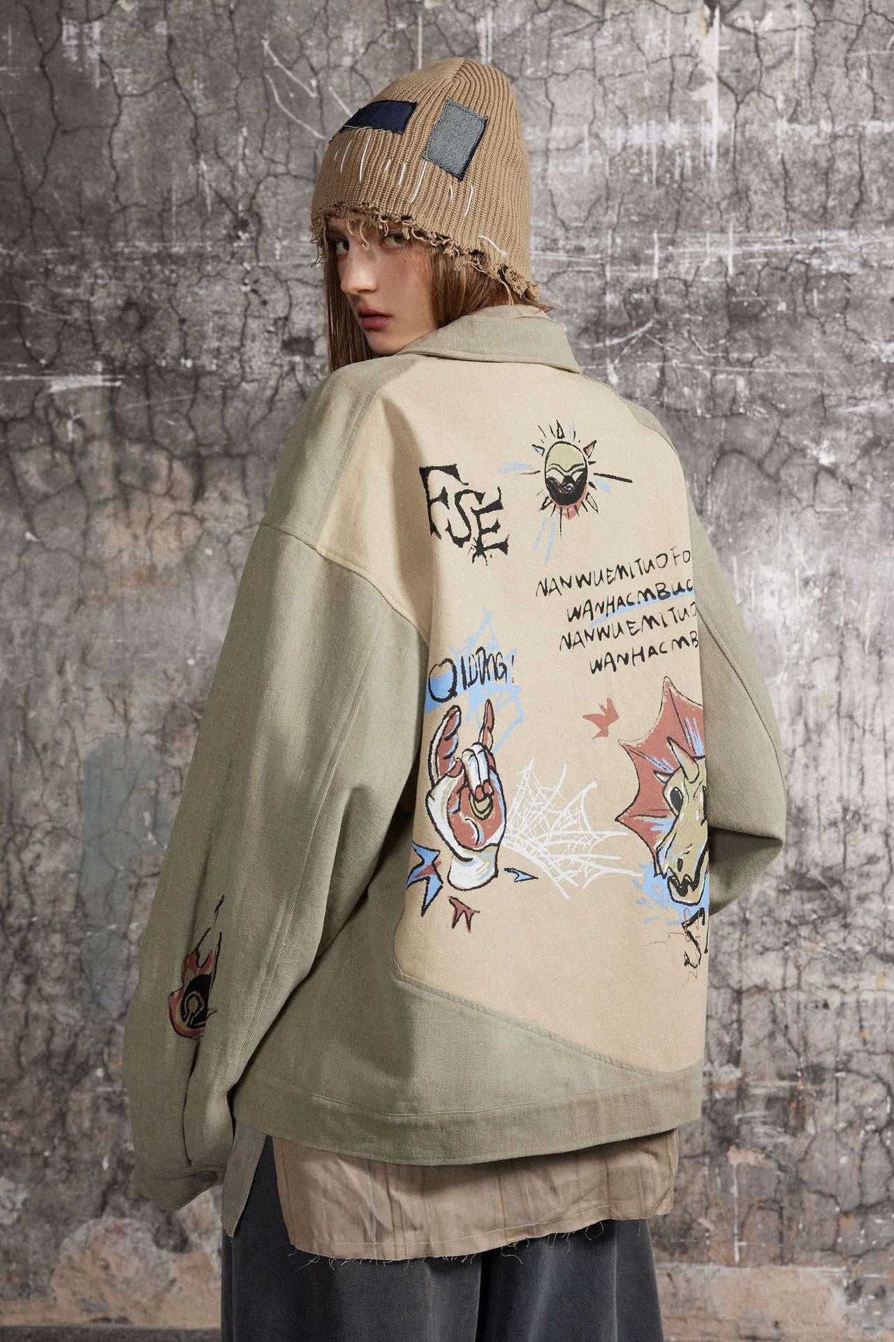 Graphic Print Zip Jacket mry001788