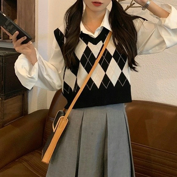 レトロ レイヤード ニットベスト mry000113