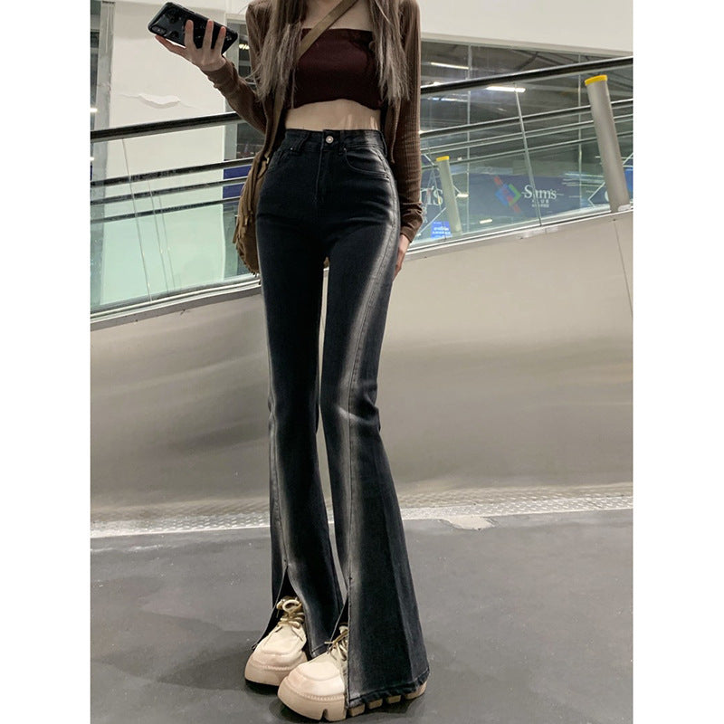 【送料無料】スリット フレアパンツ 韓国ストリート 韓国カジュアル mry000592