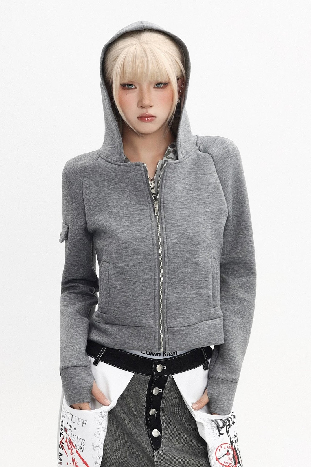 Double Zip Slim Fit Hoodie mry002297