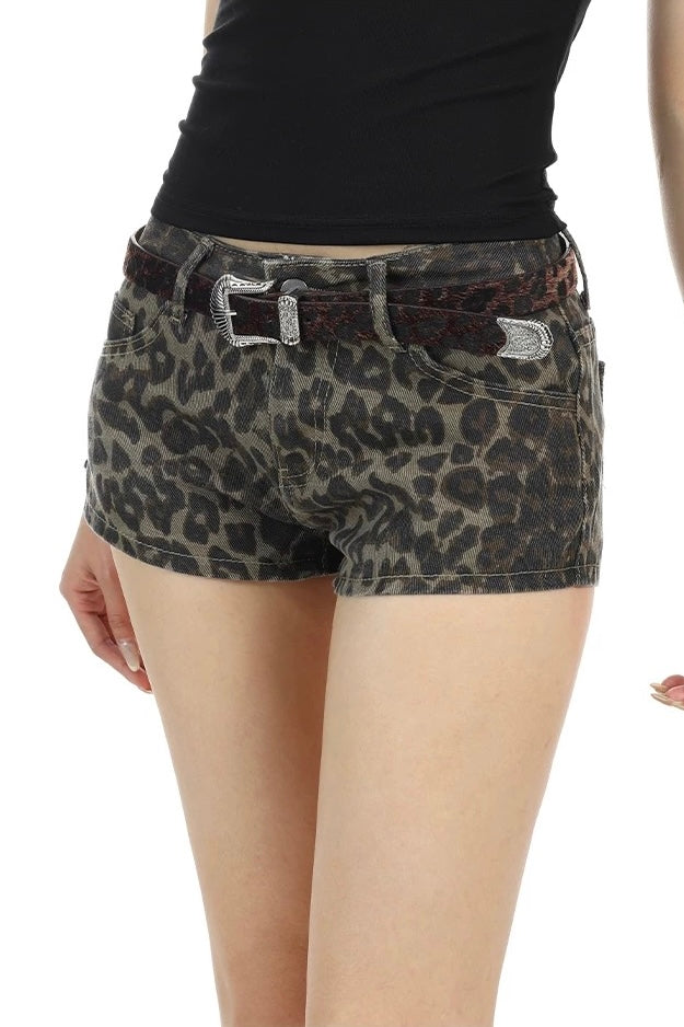 【ボトムス】レオパードデニムショートパンツ mry002370