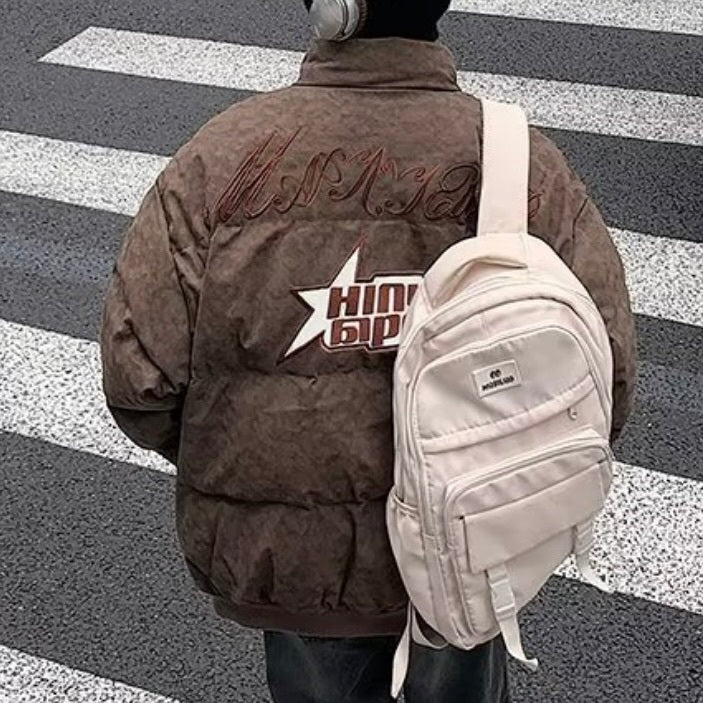 2カラー展開 アメリカン 韓国ストリート 韓国カジュアル トレンド レトロ 刺繍 ダウンジャケット mry001417