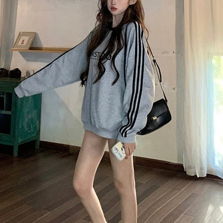 3カラー展開 ヨーロッパ 韓国カジュアル 韓国ストリート ロゴ付きスウェットシャツ mry001065