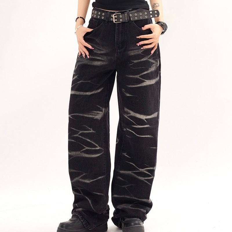 【Orchid】アメリカン 韓国ストリート 韓国カジュアル トレンド ヴィンテージ デニムパンツ mry001395