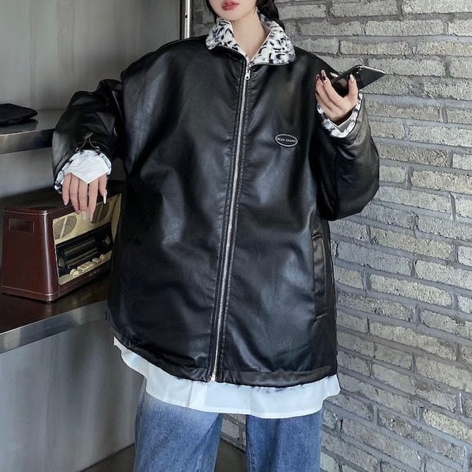 2カラー ヒョウ柄 リバーシブルジャケット mry000437