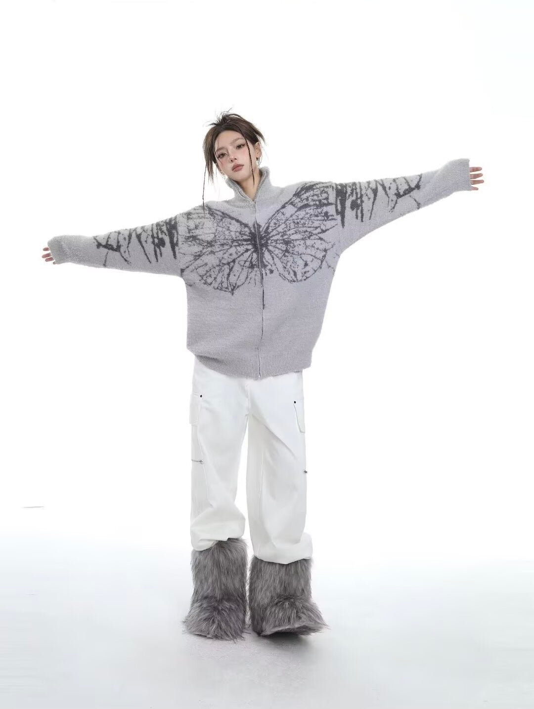 【2color】Butterfly Embrace Fuzzy Knit mry001617