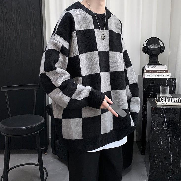 チェック柄ルーズ セーター mry000508