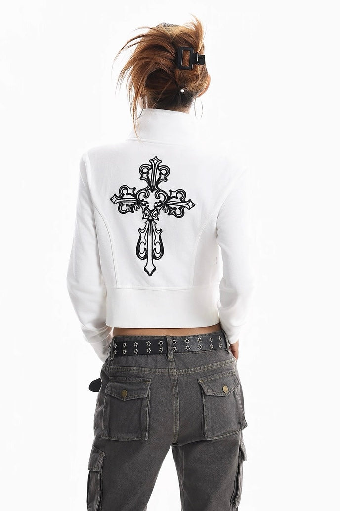 Cropped Zip-Up Cross Jacket mry002276