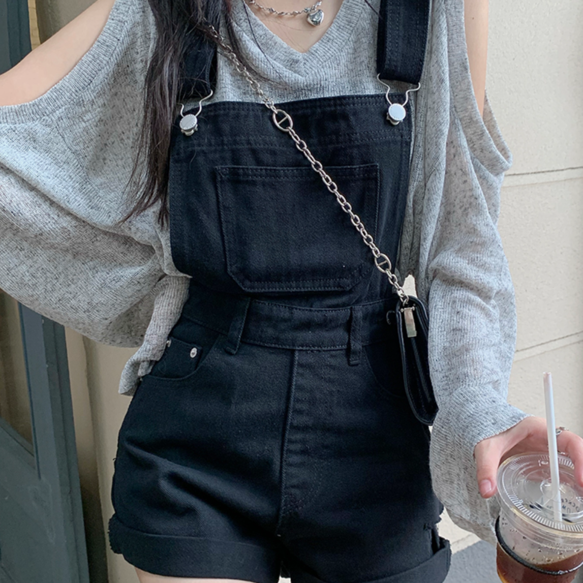 【送料無料】新デザイン オーバーオール 韓国 ブラック ブラウン ガーリー カジュアル mry000519