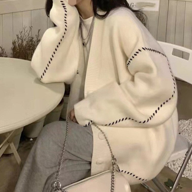 【送料無料】デザインセーター カーディガン 2カラー 韓国ストリート 韓国カジュアル 韓国ガーリー mry000526