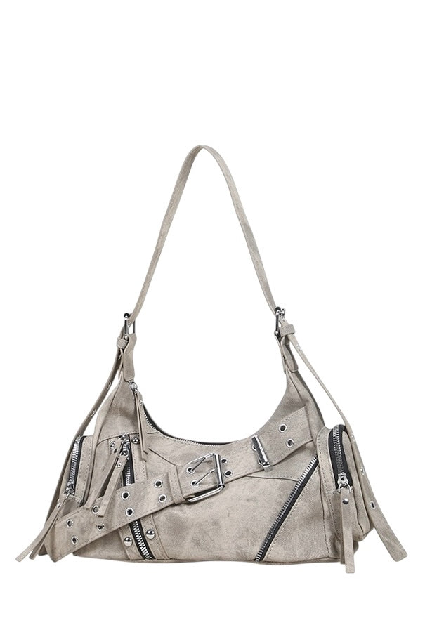 Belted Zip Shoulder Bag mry002258