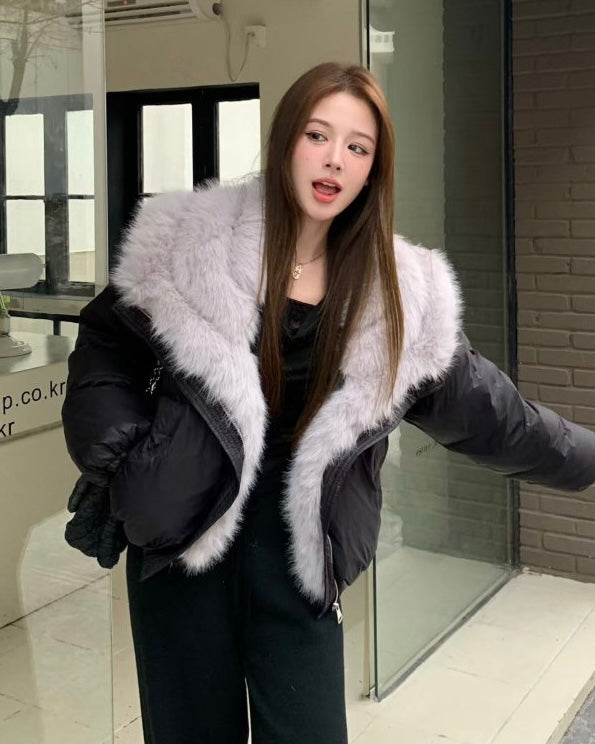Fur Collar Short Puffer Jacket mry002084