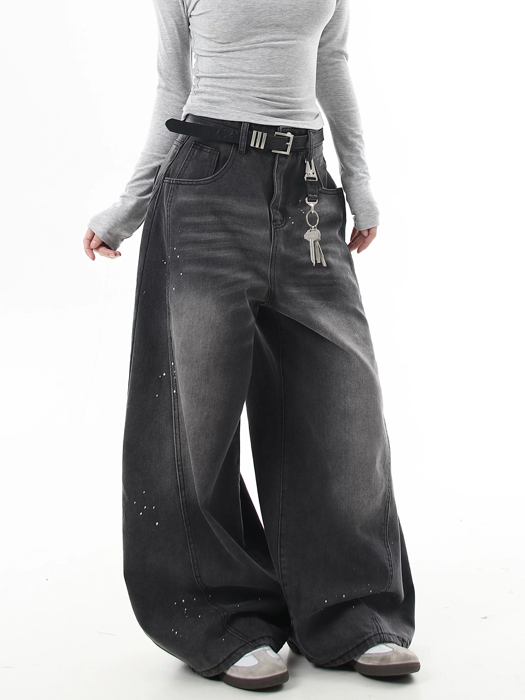 『評価★4.8以上/人気急上昇中💬💥』【COVER:FIT】2color Splatter Wash Balloon Denim Pants mry001753