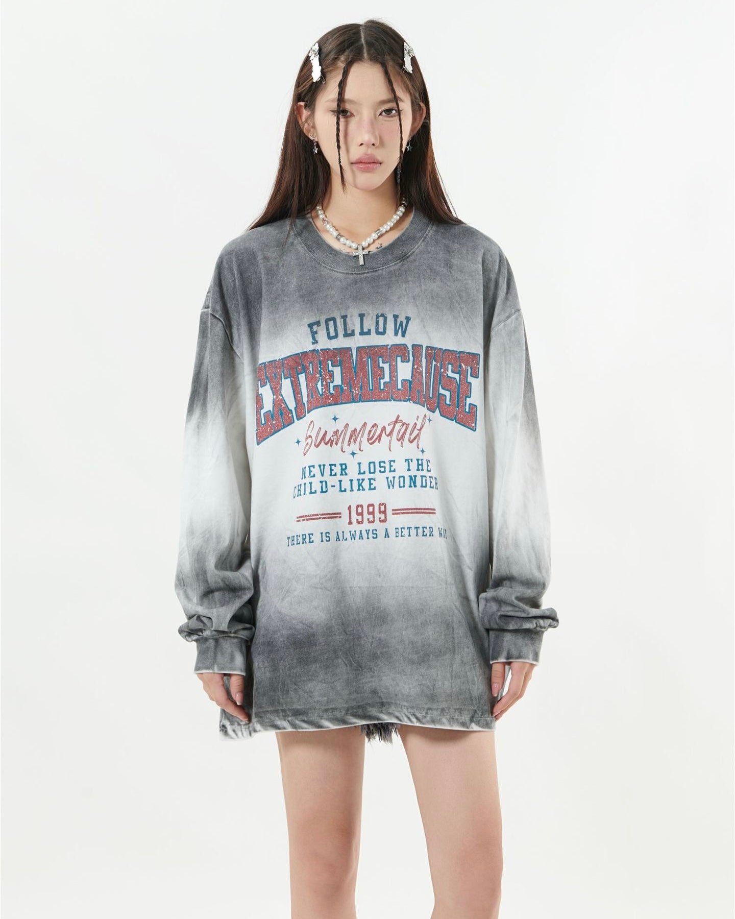【2color】Vintage College Graphic Oversized shirt mry001844