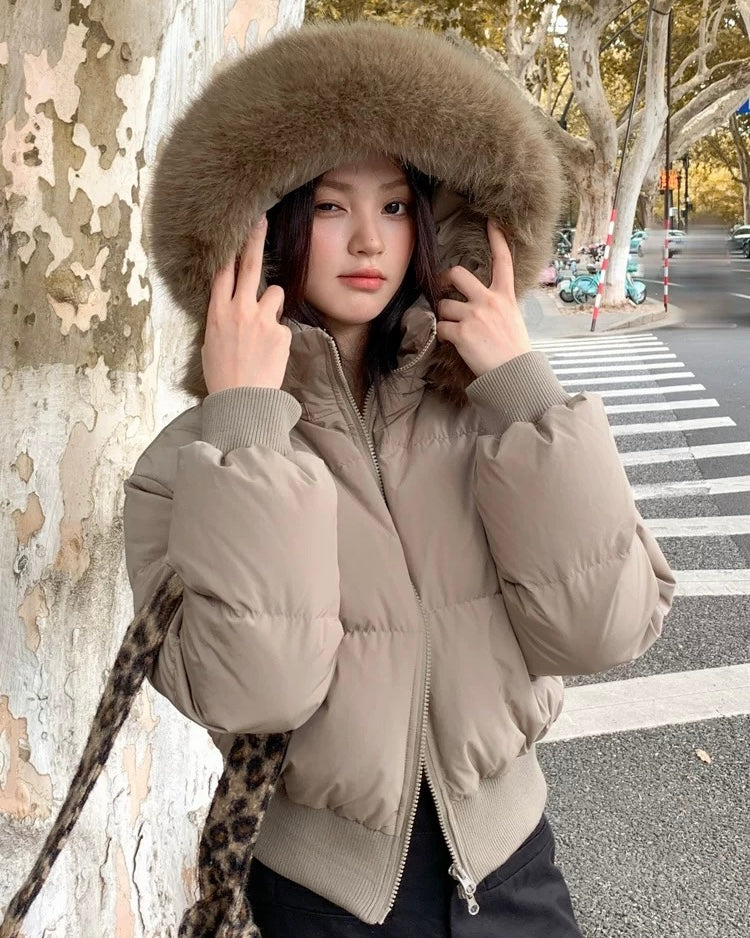 【爆安】Short Puffer Food Fur Jacket mry001966