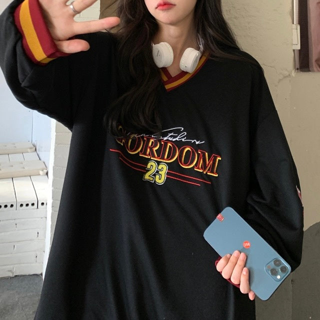 袖ストライプ オーバーサイズスウェット mry000239