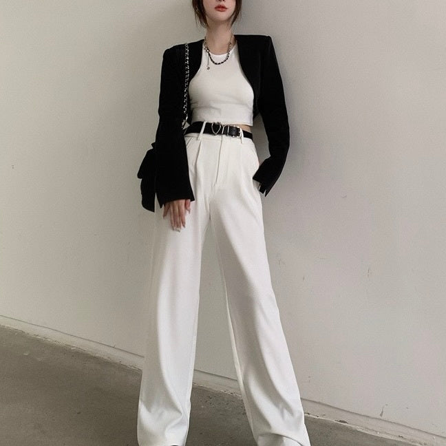 【Plaisir】韓国ストリート 韓国カジュアル ショート丈 アーチ型 ボレロ風ジャケット mry001173