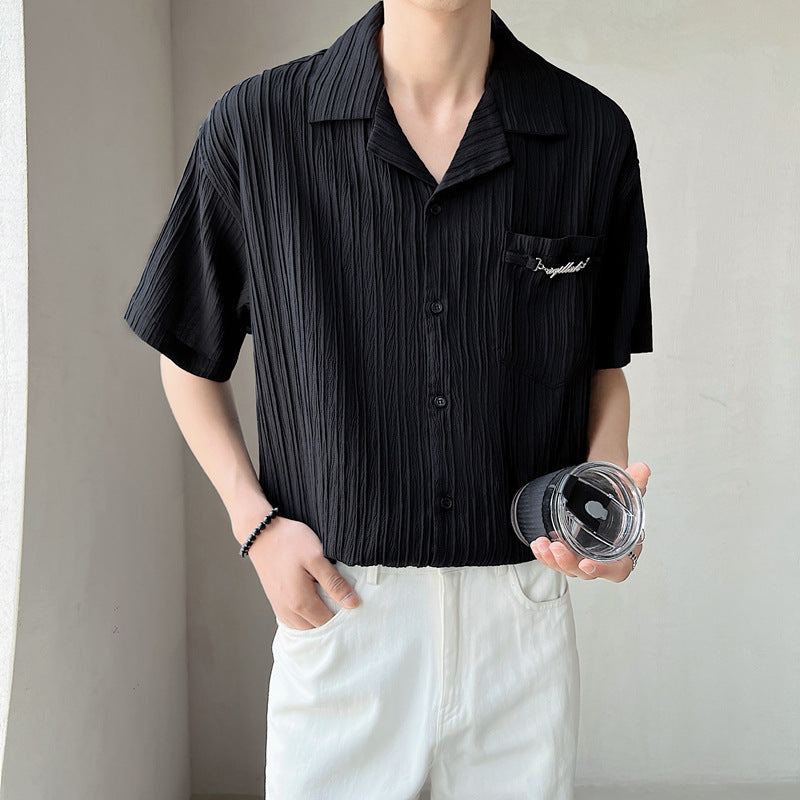 【送料無料】2カラー展開 2023SS チェーン ロゴ ストライプ シャツ 韓国カジュアル mry000886