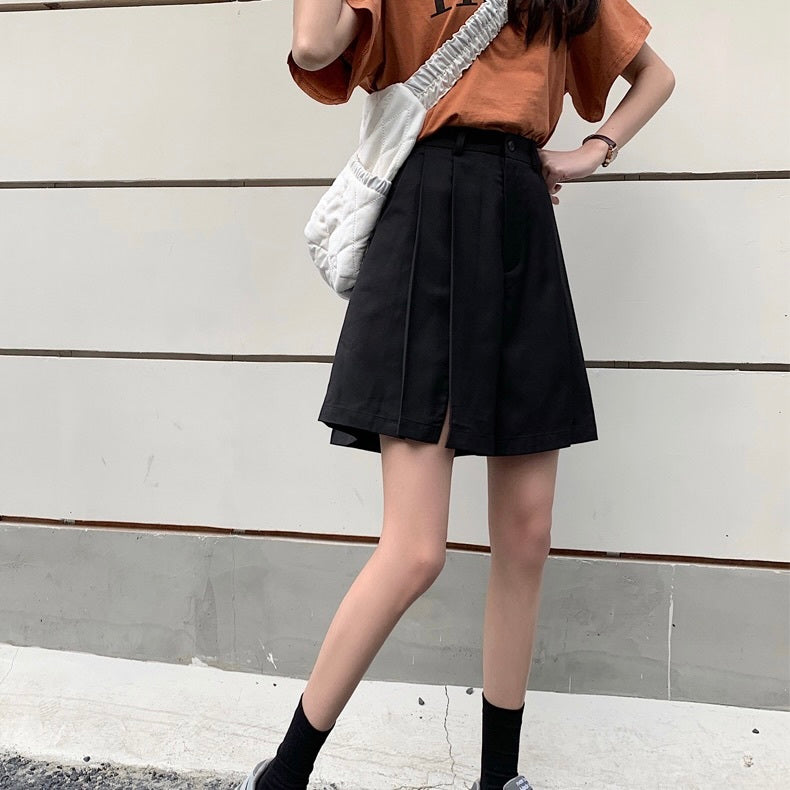ショートワイドパンツ カジュアル ハイウエスト Aライン mry000024