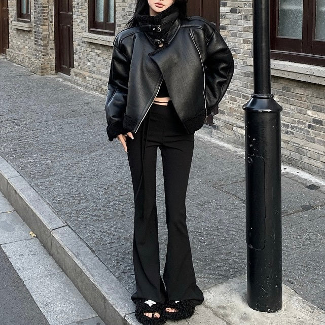 レザー ボア ハイネックジャケット mry000482