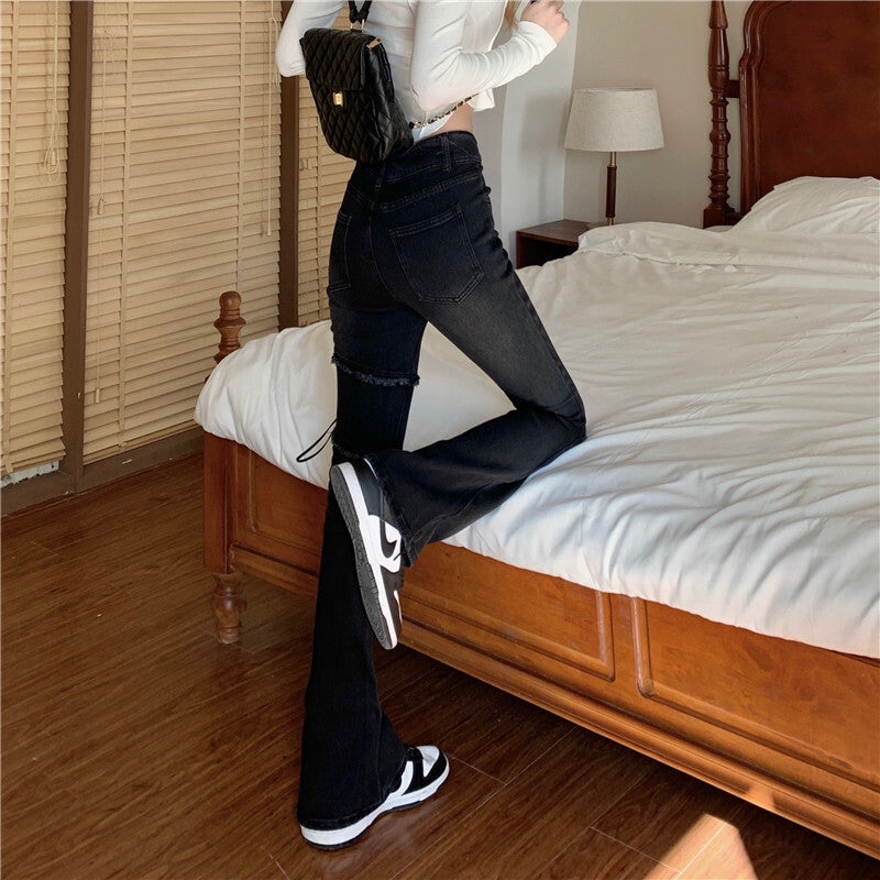 【送料無料】春デニムパンツ 2カラー 韓国カジュアル 韓国ストリート 韓国ガーリー 2023トレンド mry000575