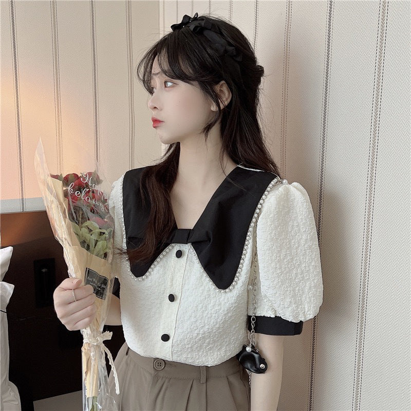 パール パフスリーブ ブラウス mry000230