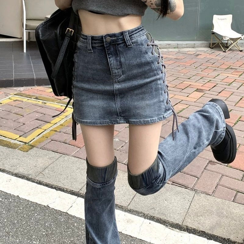 【Black Mamba】レッグウォーマーデニムスカート mry001537