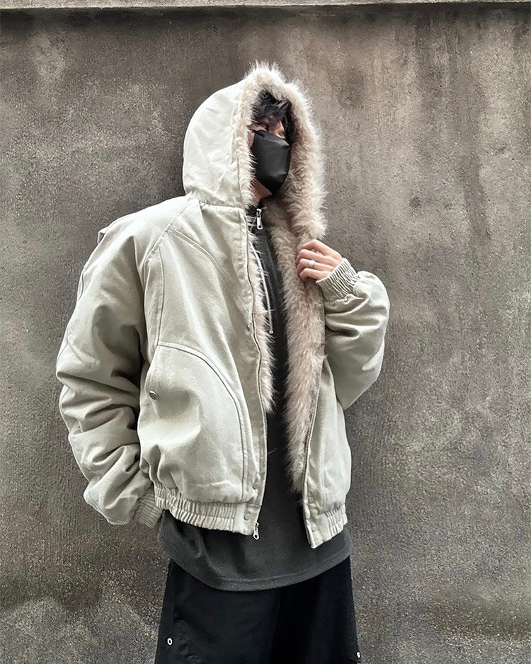 『※限定価格/SNS大人気アウター⚡️』【2color】 Unisex Edge Line Boa Jacket mry001614 Warm Fur Trim Zip Jacket mry001794