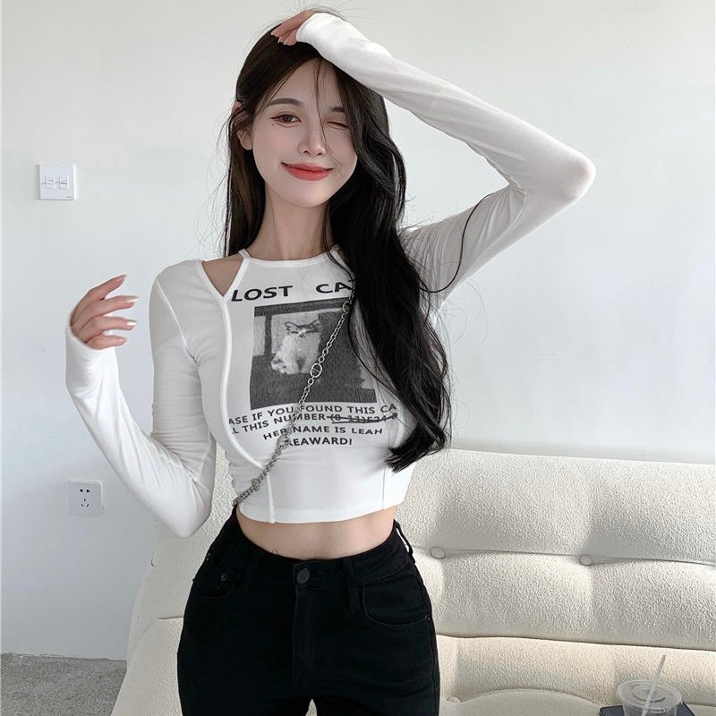 カットアウト ディティール クロップド丈 Tシャツmry000215