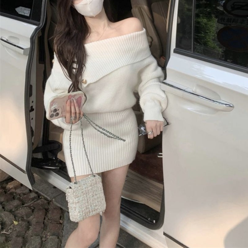 【特別価格 / 3color】オフショルダー ニットワンピース mry001483