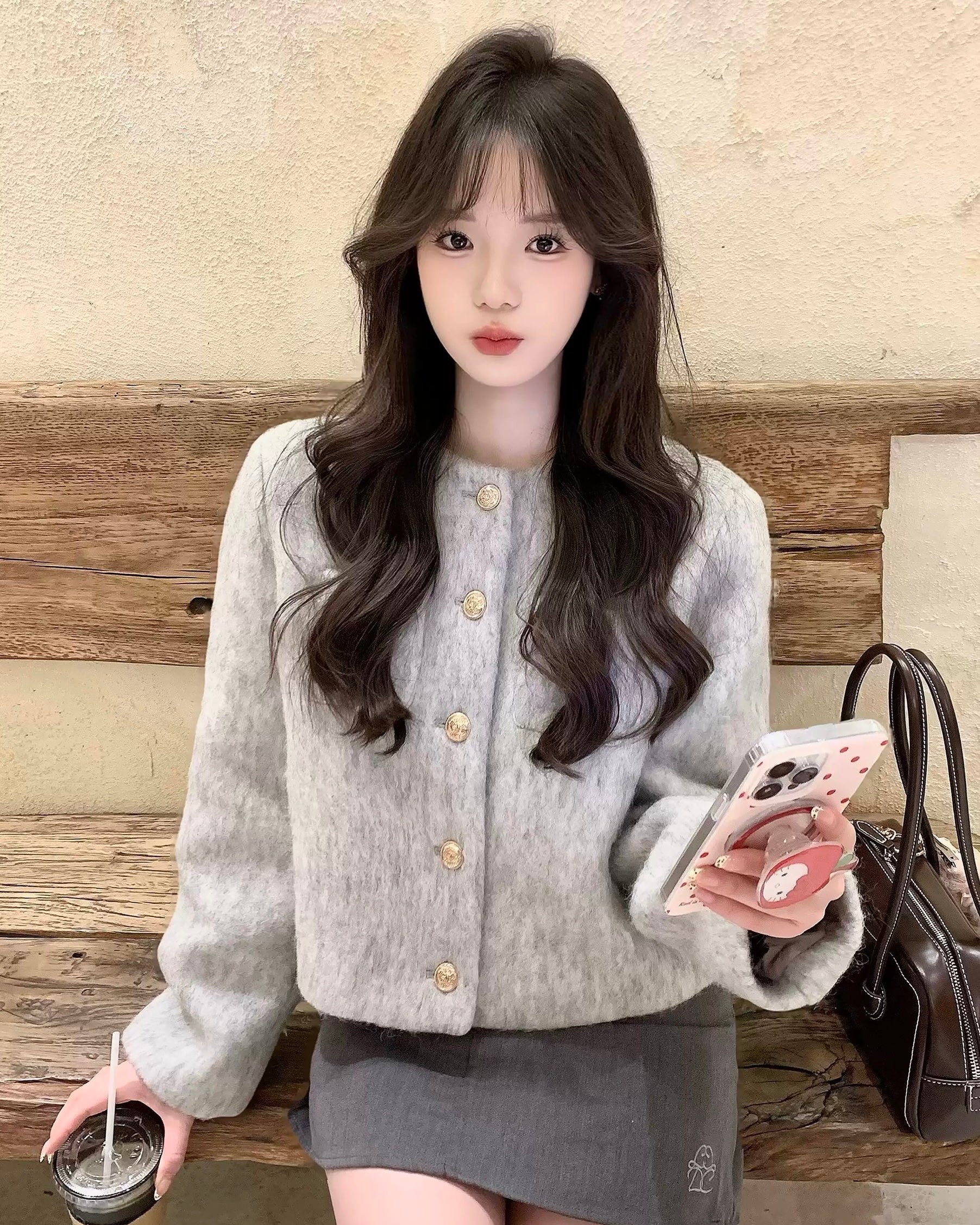 Gold Button Knit Jacket mry002039