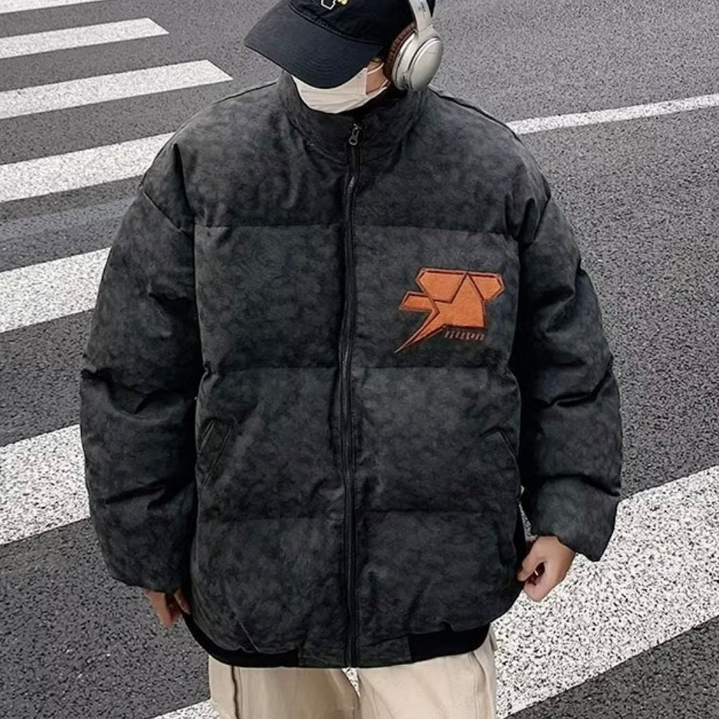 2カラー展開 アメリカン 韓国ストリート 韓国カジュアル トレンド レトロ 刺繍 ダウンジャケット mry001417