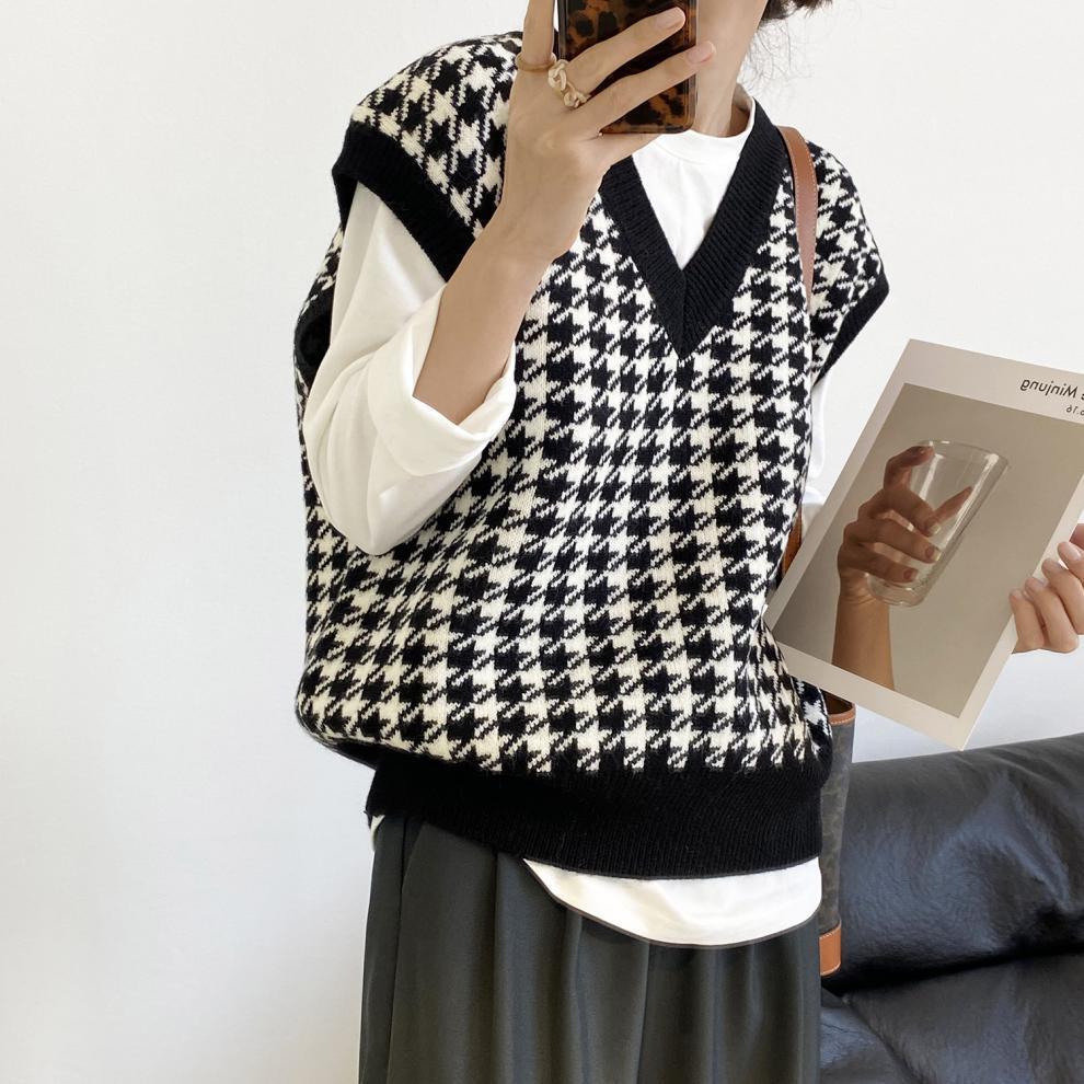 AW 千鳥柄 ニット ベスト mry000150