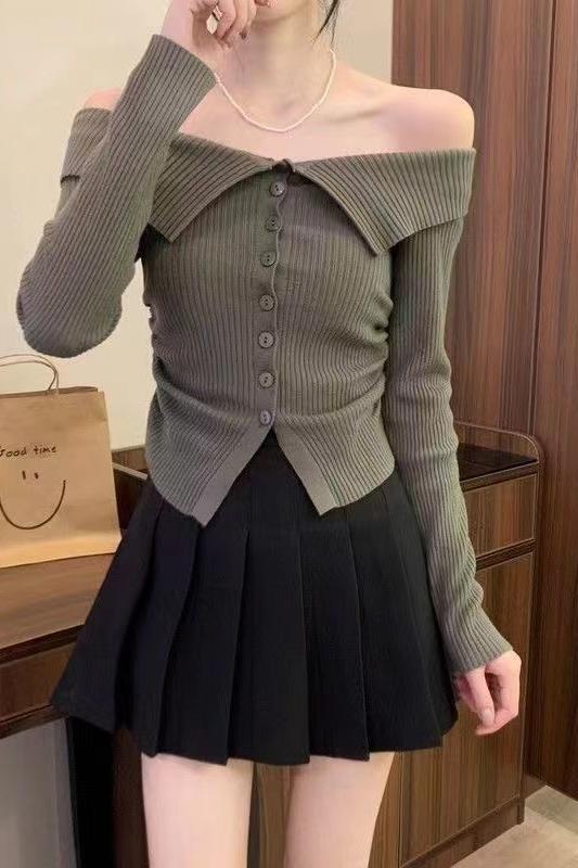 5カラー展開 韓国カジュアル 韓国デザイン 韓国ストリート タイトフィット リブニット カーディガン mry001171