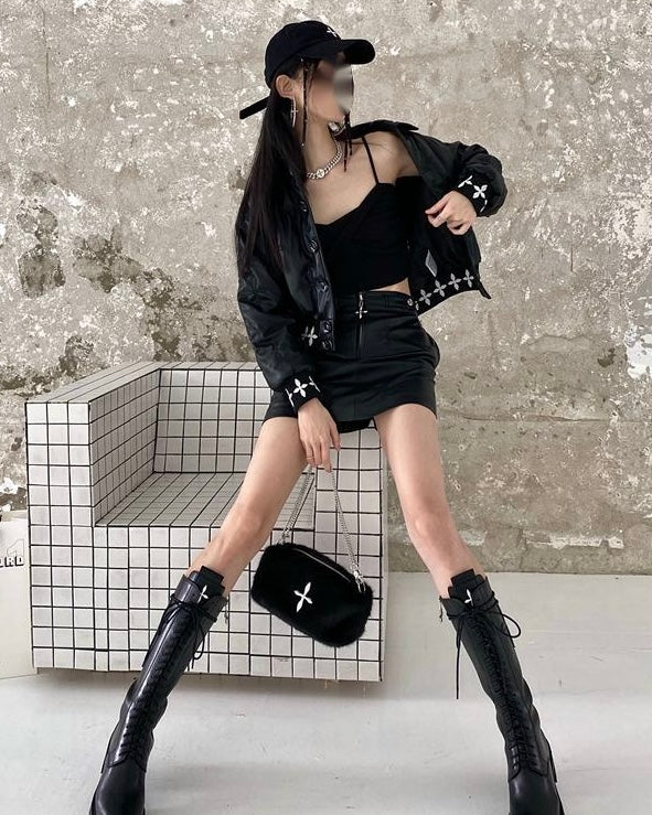 Fur Cross Chain Shoulder Bag mry001817