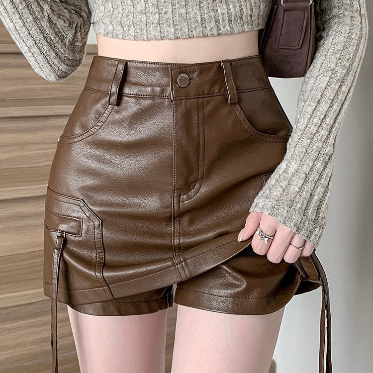 2カラー展開 レザーミニスカート mry001559