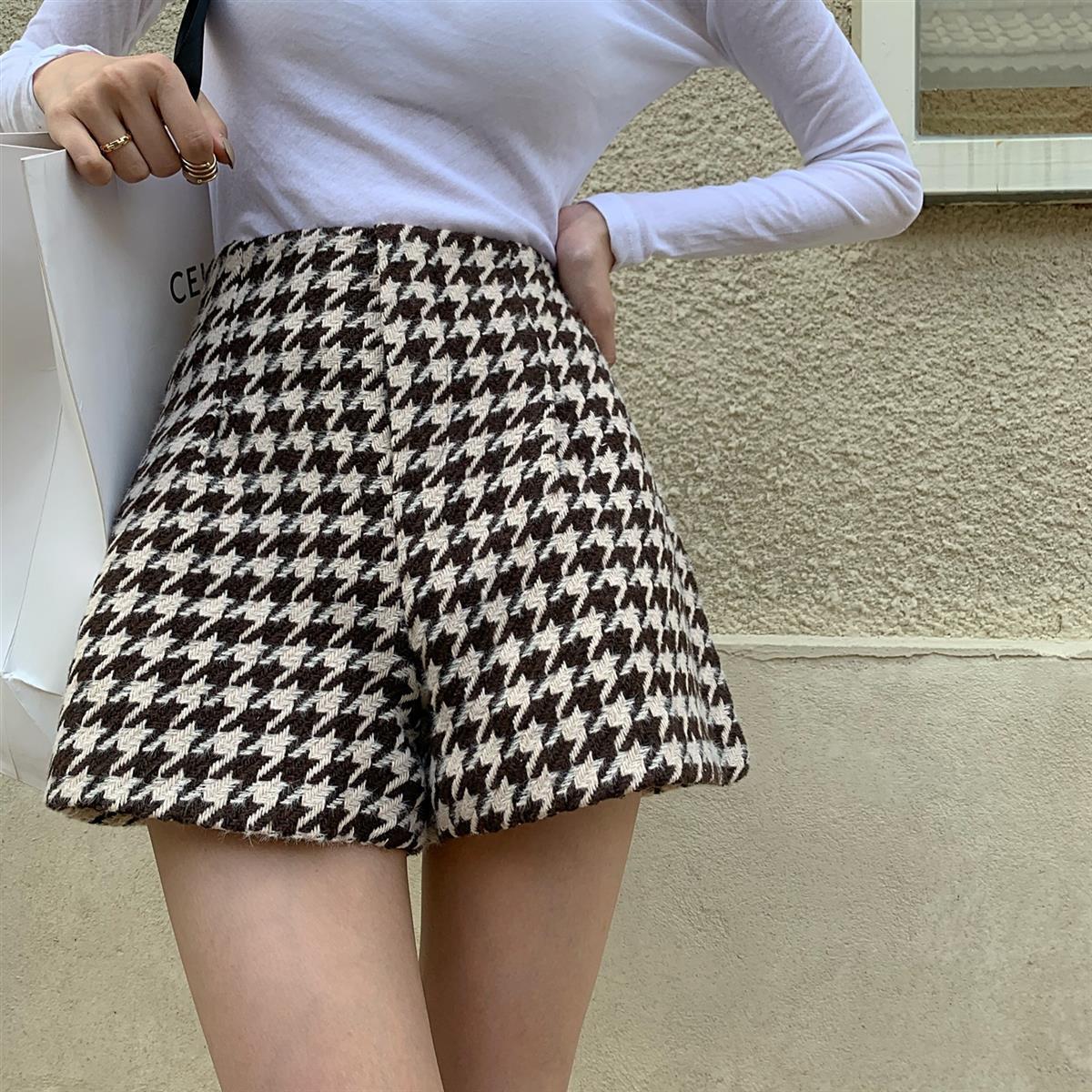 千鳥柄 ハイウエスト ショートパンツ mry000027