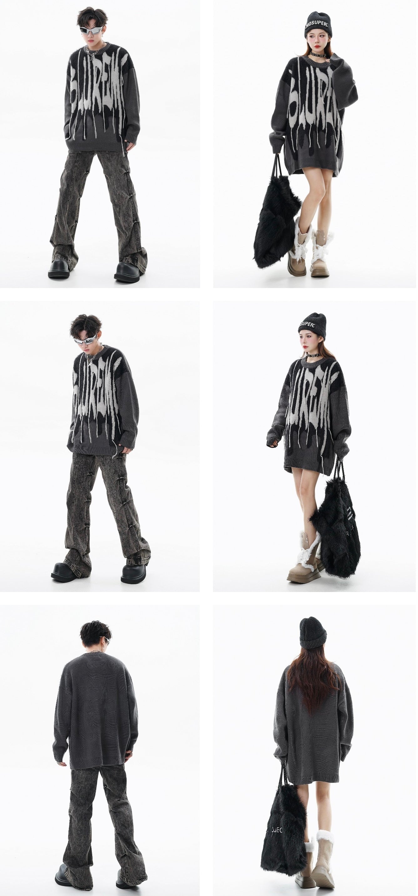 【残りわずか】Drip Graffiti Oversized Knit Sweater mry001625