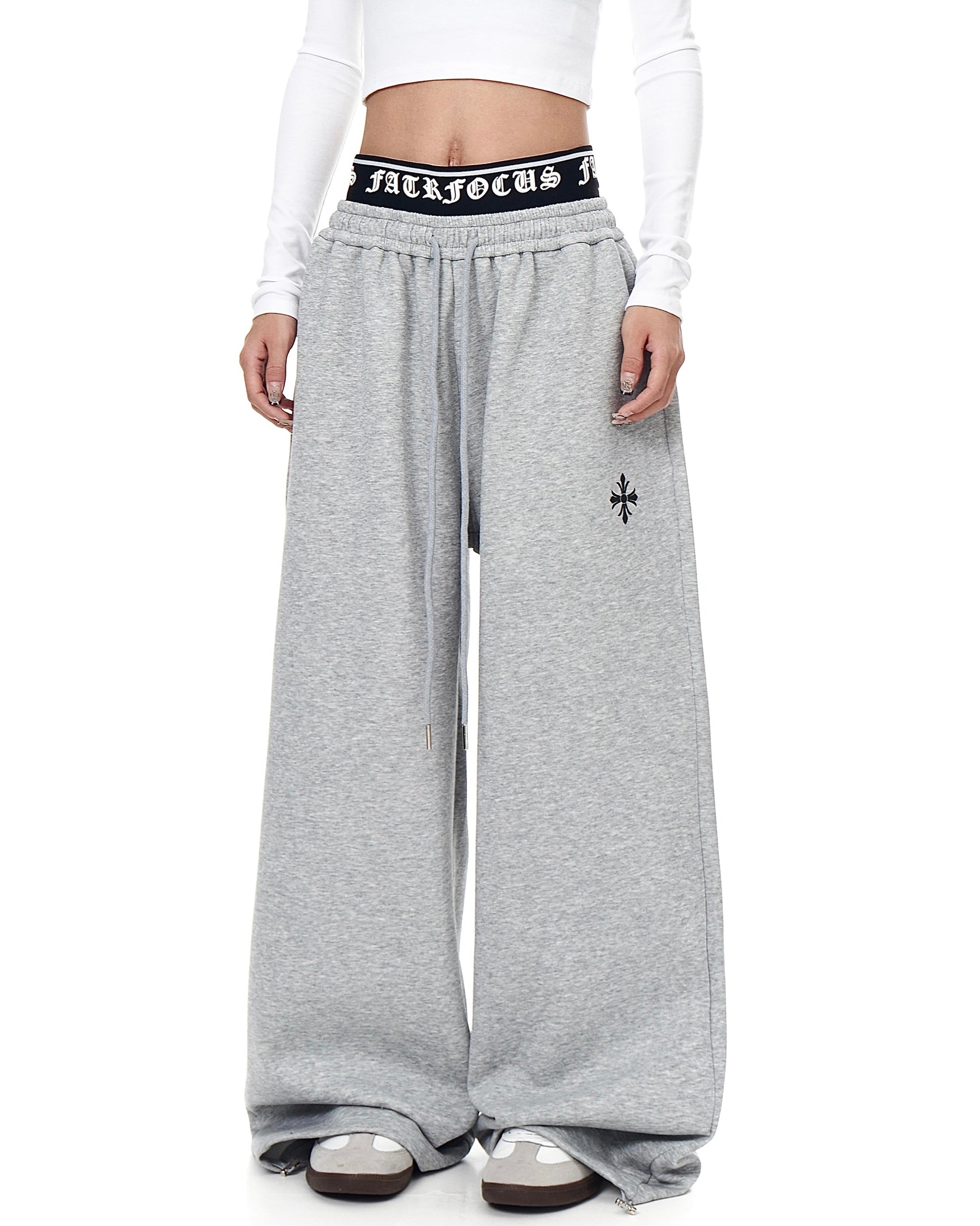 【YURU:FIT】 Cross Print Wide Sweatpants mry001861